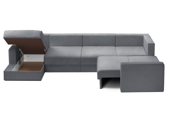 Мягкий угол «Мэдисон» П-образный левый ПБ (Серый)