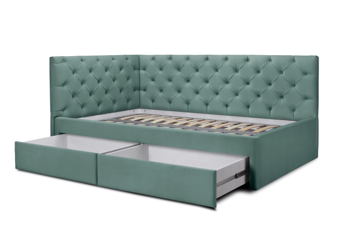 Кровать «Оливия» с ящиками (Аквамариновый)