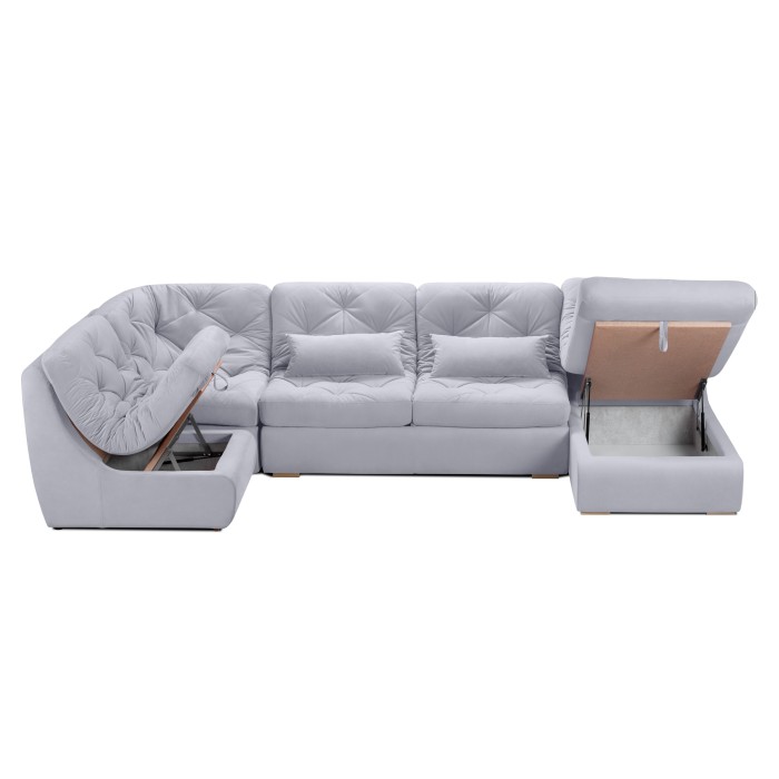 Мягкий угол «Борнео» П-образный (Светло-серый)