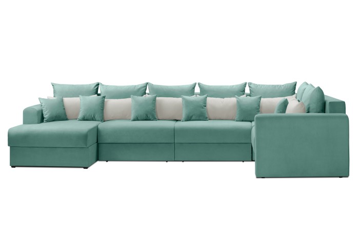 Мягкий угол «Мэдисон» П-образный левый ПБ (Аквамариновый)