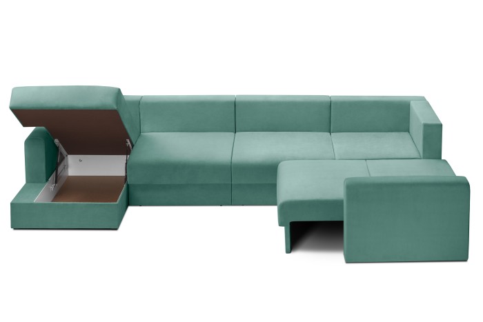 Мягкий угол «Мэдисон» П-образный левый ПБ (Аквамариновый)