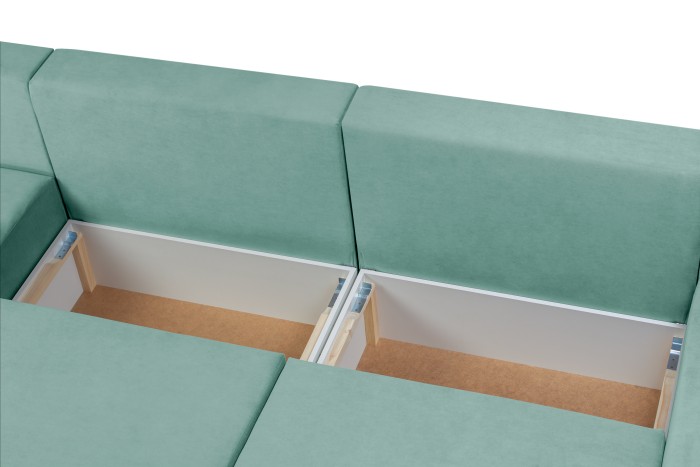 Мягкий угол «Мэдисон» П-образный левый ПБ (Аквамариновый)